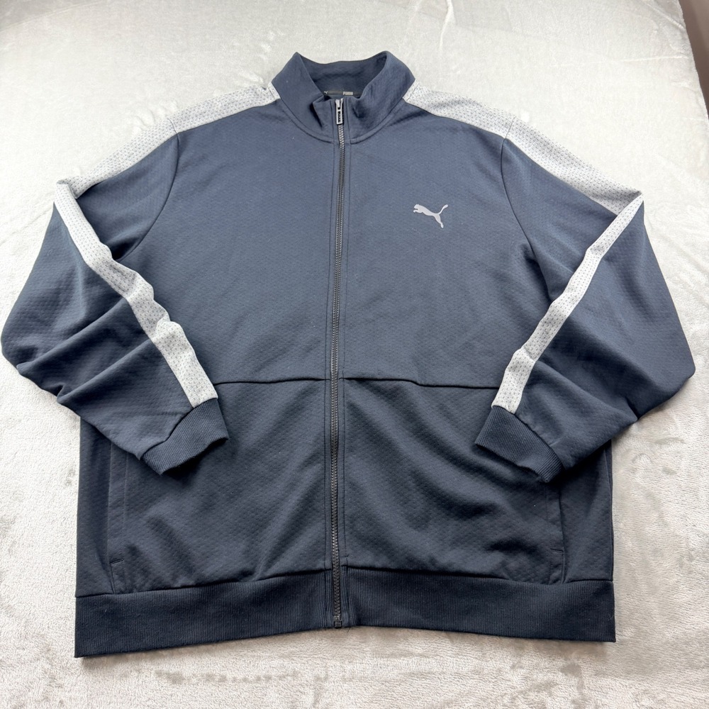 Puma Men's XL Full Zip Track Jacket Black Gray Long Sleeve